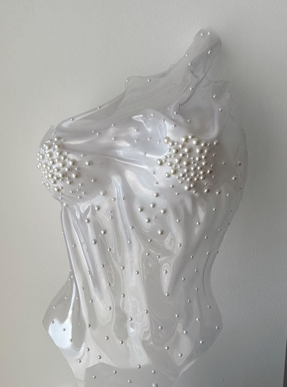 Transparent rhinestone corset bustier top, breastplate armor costumes cosplay futuristic clothing, handmade see through corset