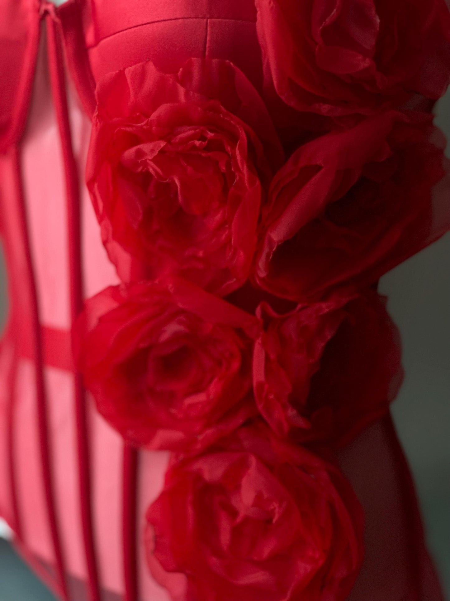 Red custom corset bustier top with flowers, corset with push-up cups, handmade art festival outfit goddess queen top