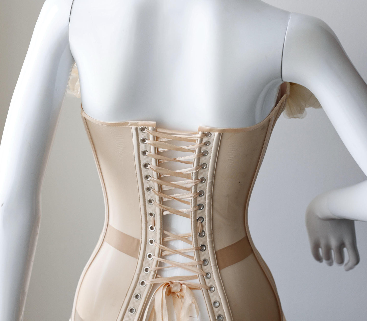 Beige nude custom corset bustier top with flowers, corset with push-up cups, handmade art festival outfit goddess queen top