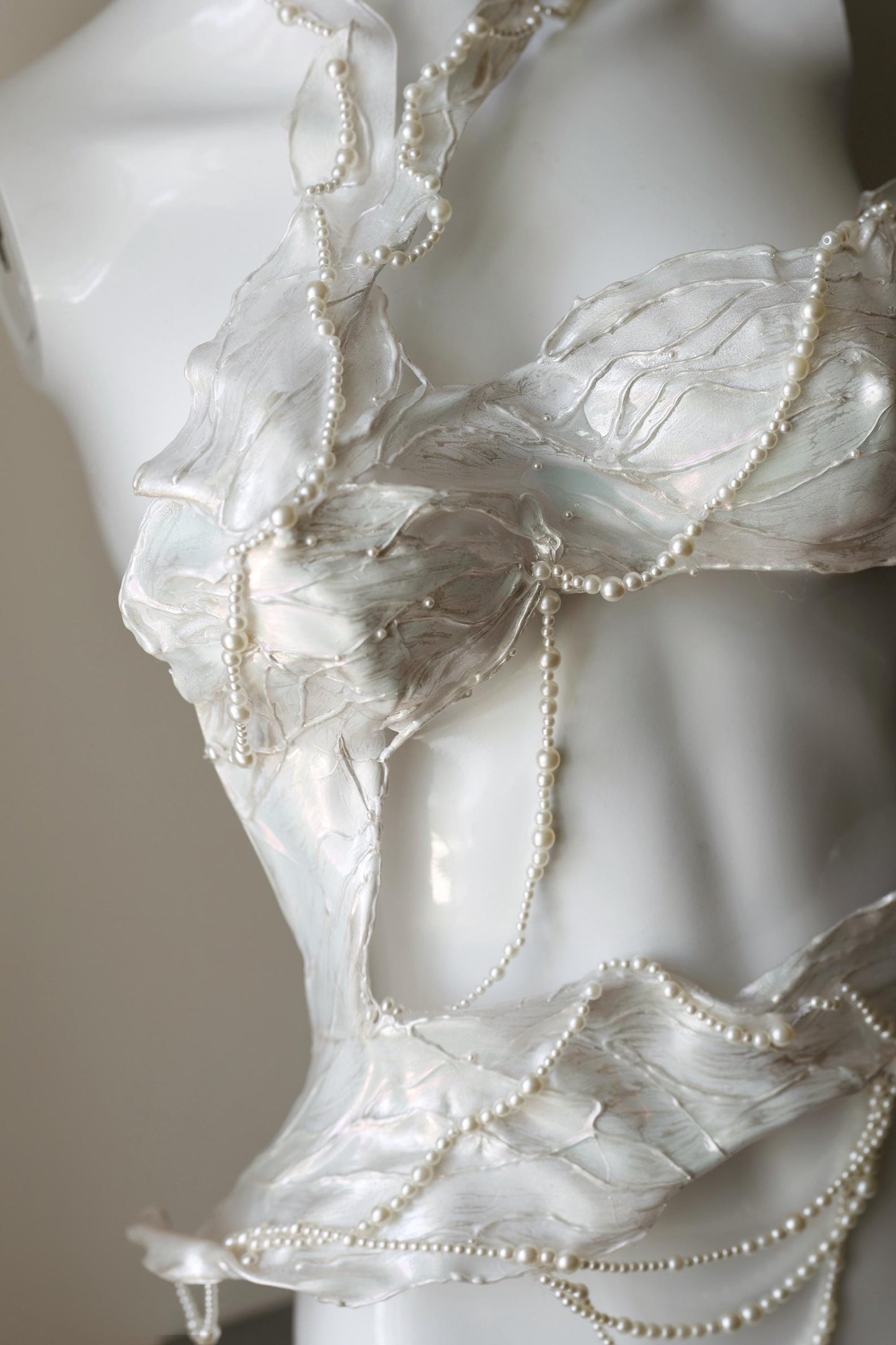 White shiny rhinestone corset bustier top, breastplate armor costumes cosplay futuristic clothing, handmade see through corset, bridal outfi