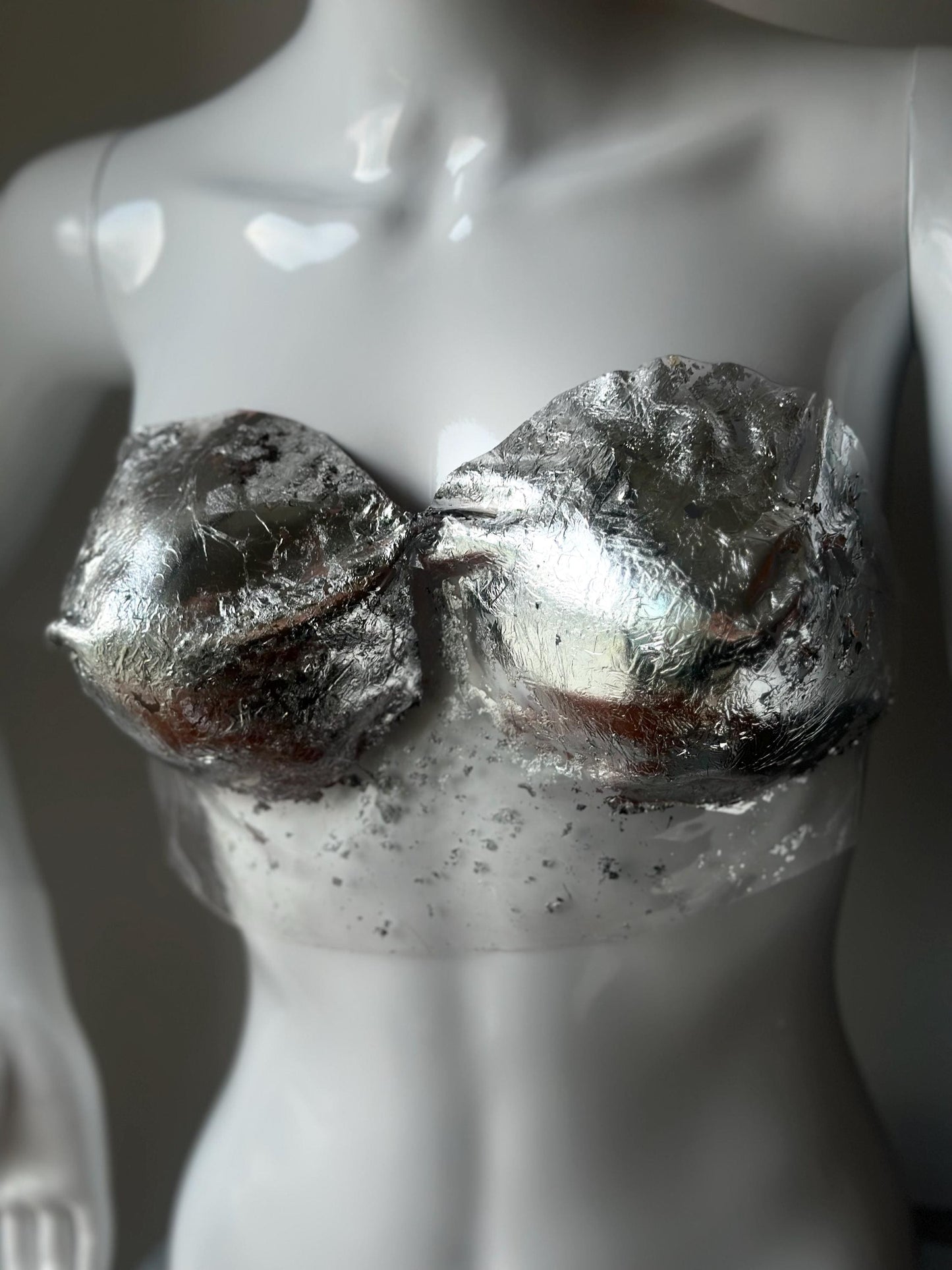 Custom silver Corset Bustier Top, Breastplate Costume, Transparent Bra Festival Outfit, Goddess Acrylic Bustier, Handmade top