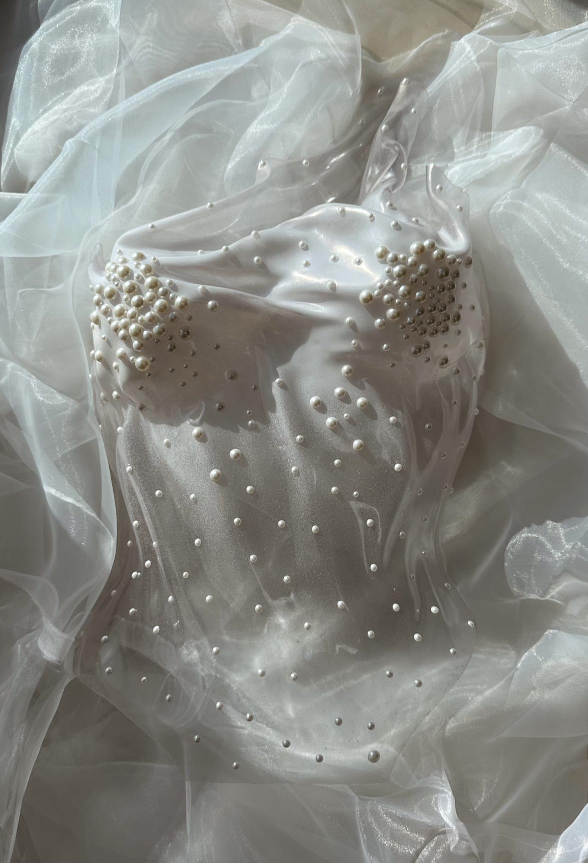 Transparent rhinestone corset bustier top, breastplate armor costumes cosplay futuristic clothing, handmade see through corset