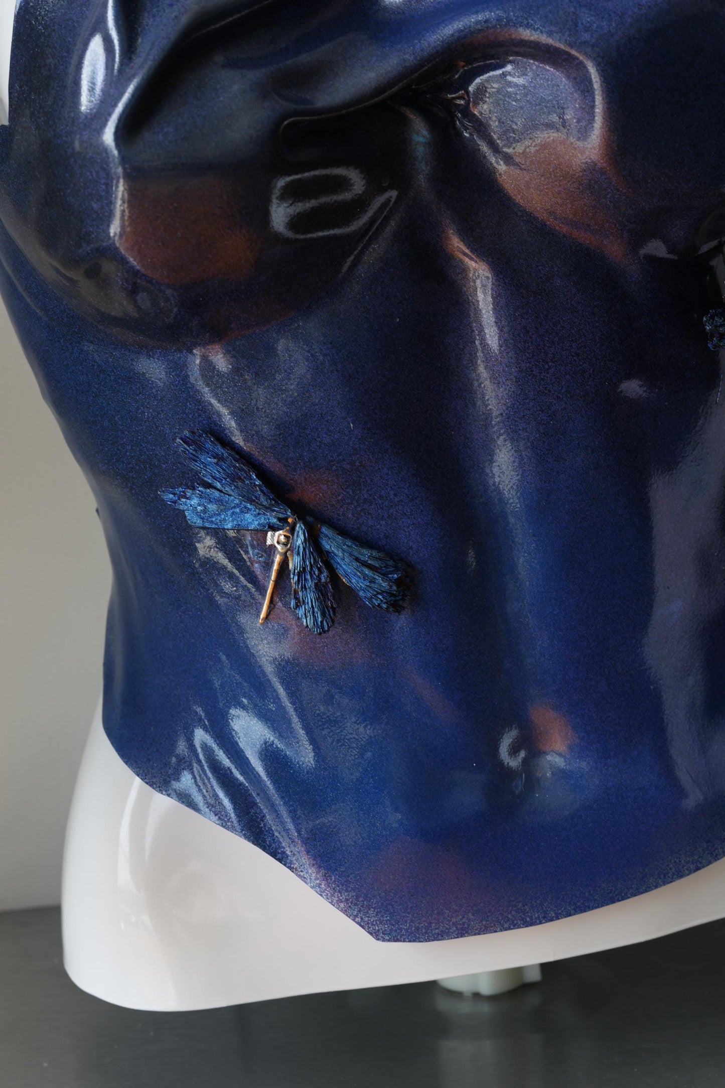 Blue corset art breastpate outfit moulded neon cosplay princess stage performer outfit