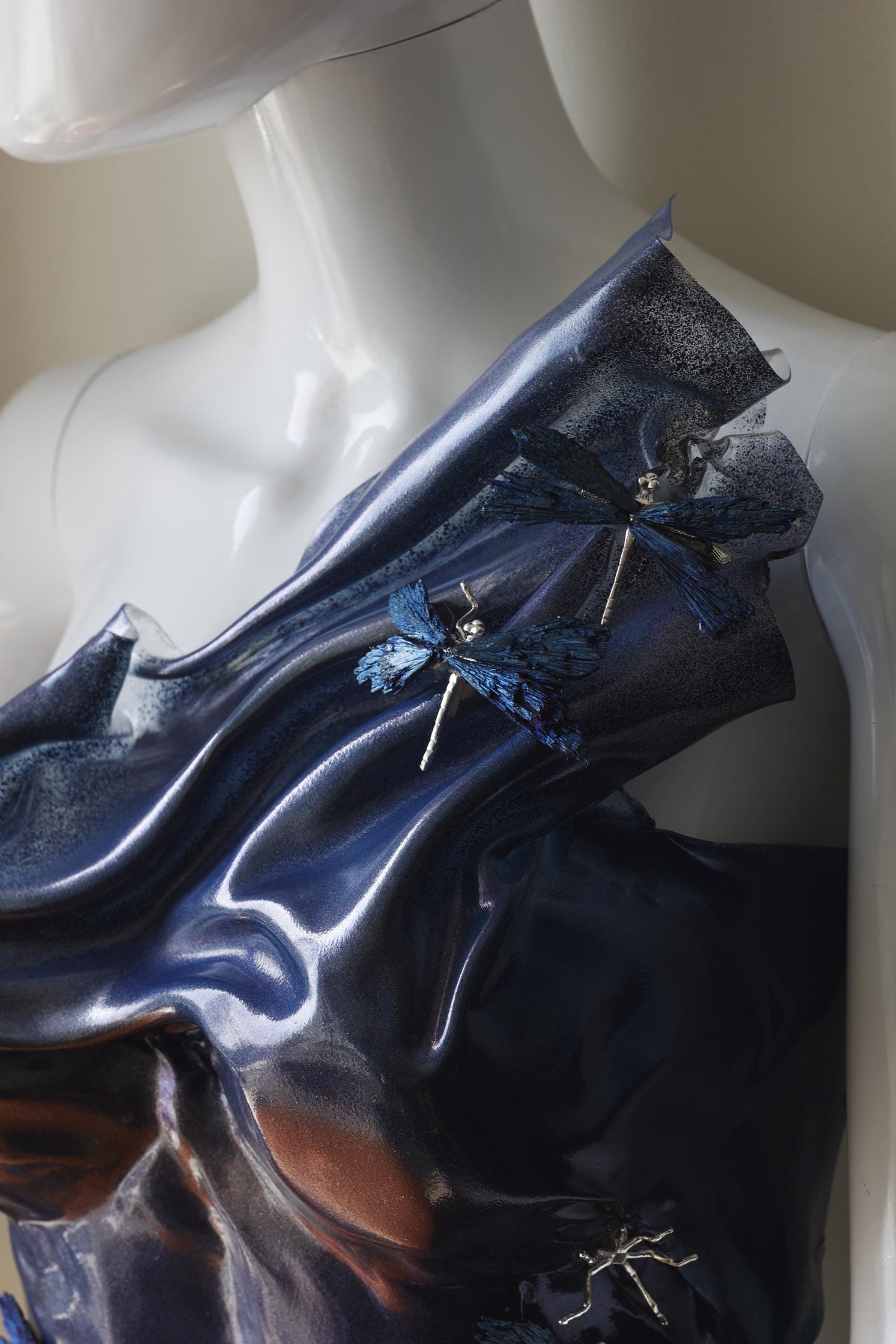 Blue corset art breastpate outfit moulded neon cosplay princess stage performer outfit