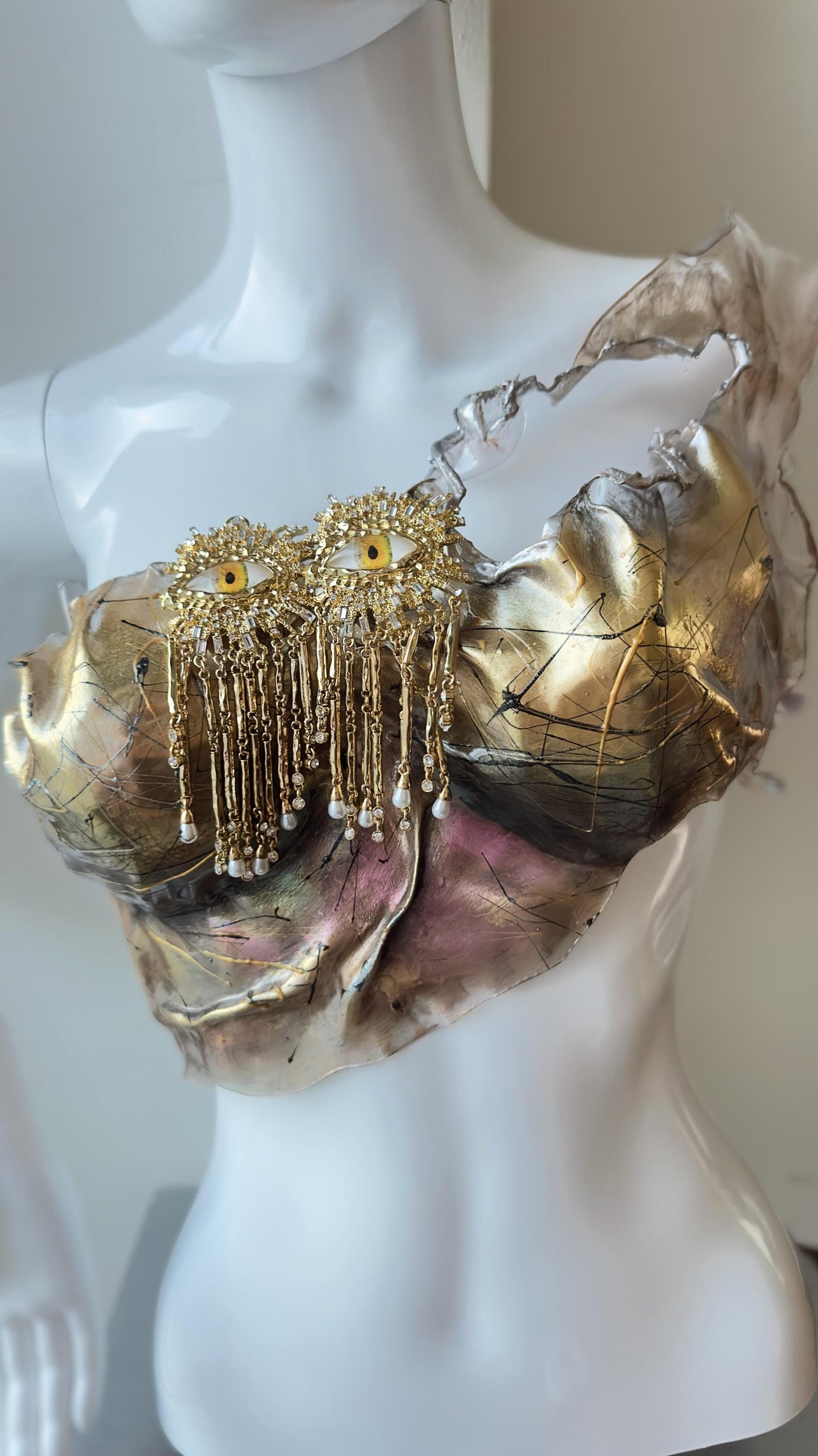 Gold armor custom made corset bustier top Exclusive Art Artistic