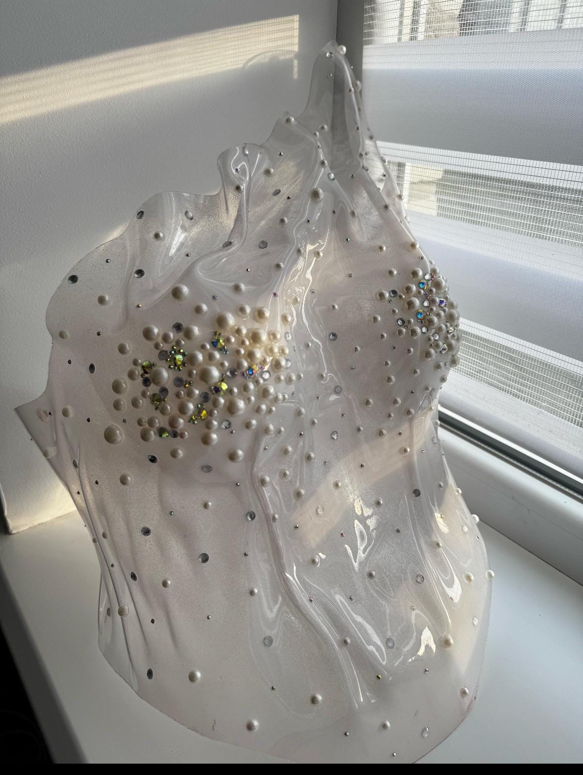 Transparent rhinestone corset bustier top, breastplate armor costumes cosplay futuristic clothing, handmade see through corset