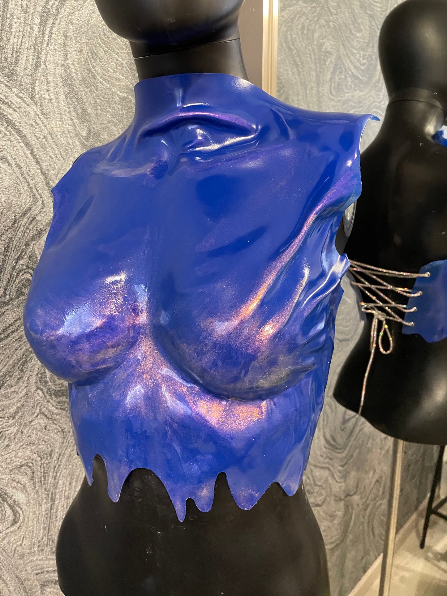 Blue armor corset