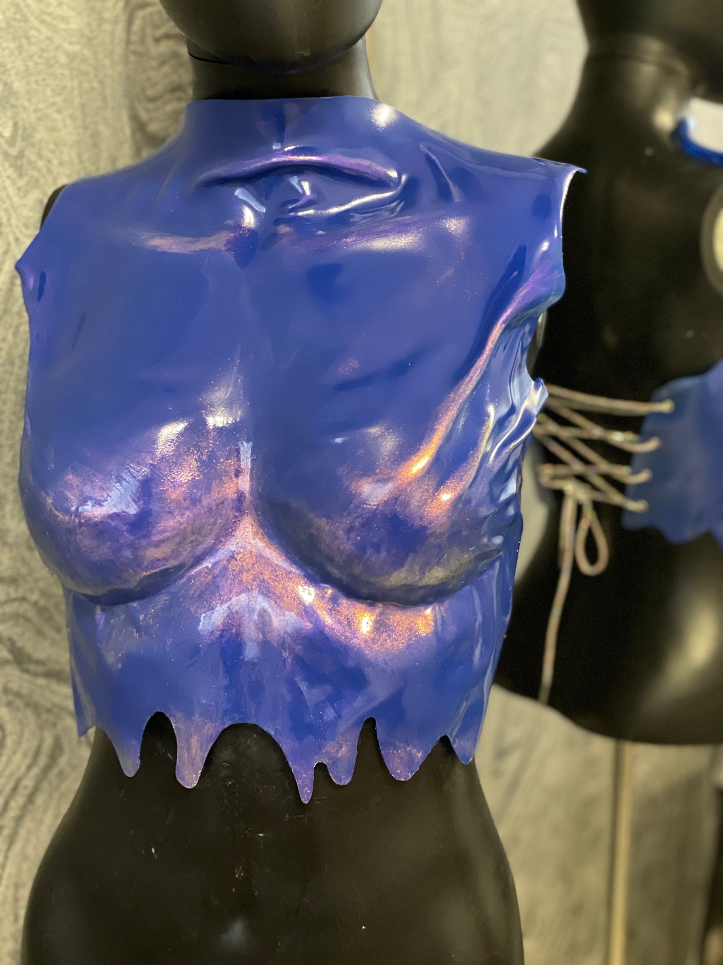 Blue armor corset