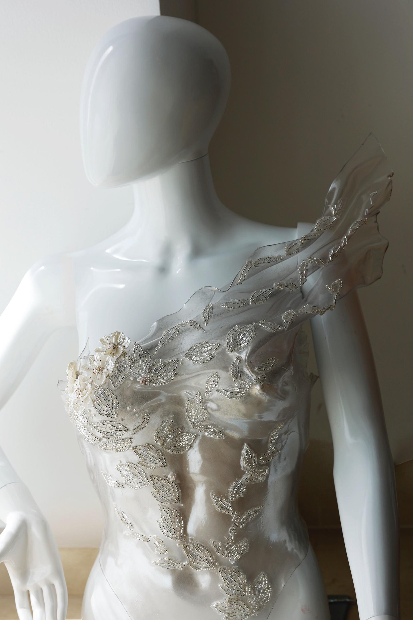 Bridal rhinestone plastic corset bustier top, wedding breastplate with pearls, stage performers outfit, pageant outfit, ballroom dress