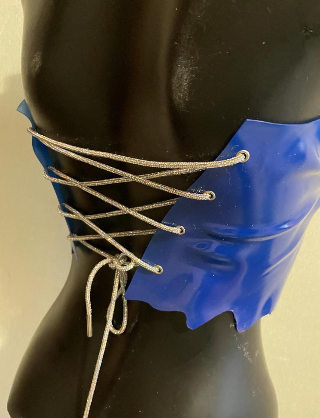 Blue acrylic corset, photoshoot outfit, cuirass multicolored corset top, fantasy butterfly top, Halloween outfit