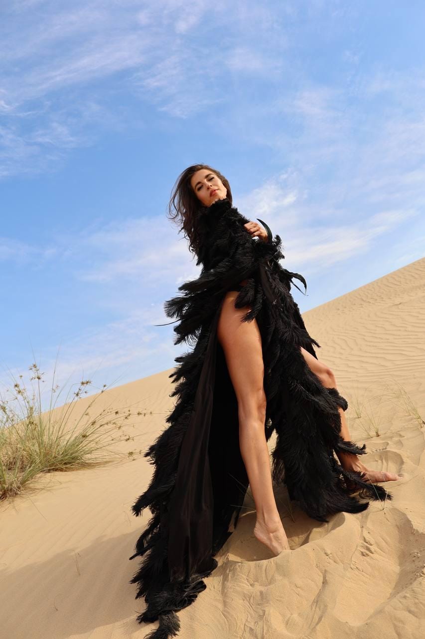 Black Ostrich Feather Cape