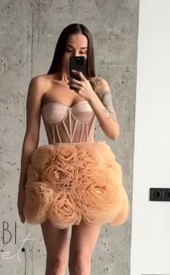 Flowers corset dress party nude festival dress