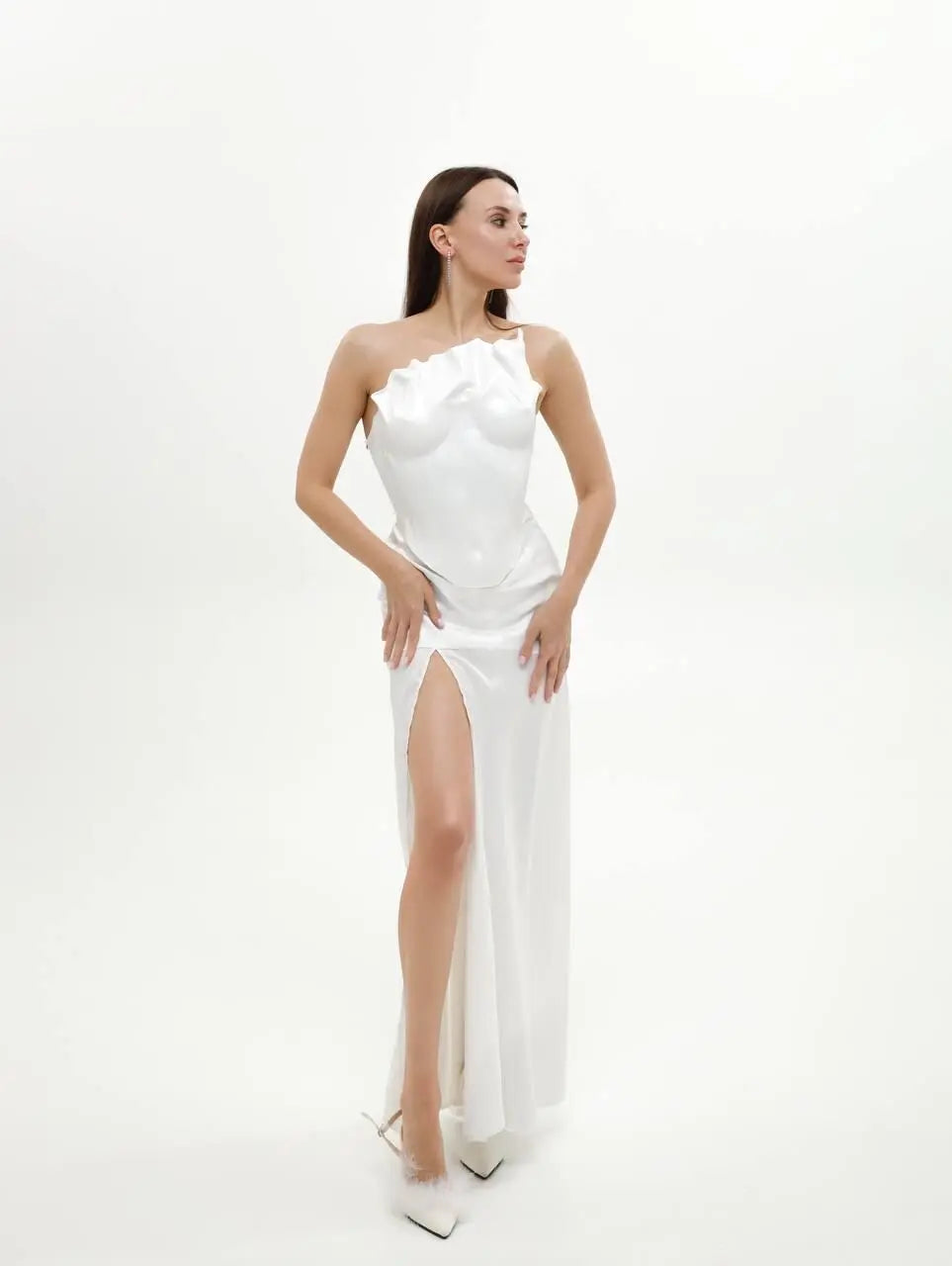 White armor corset bustier top