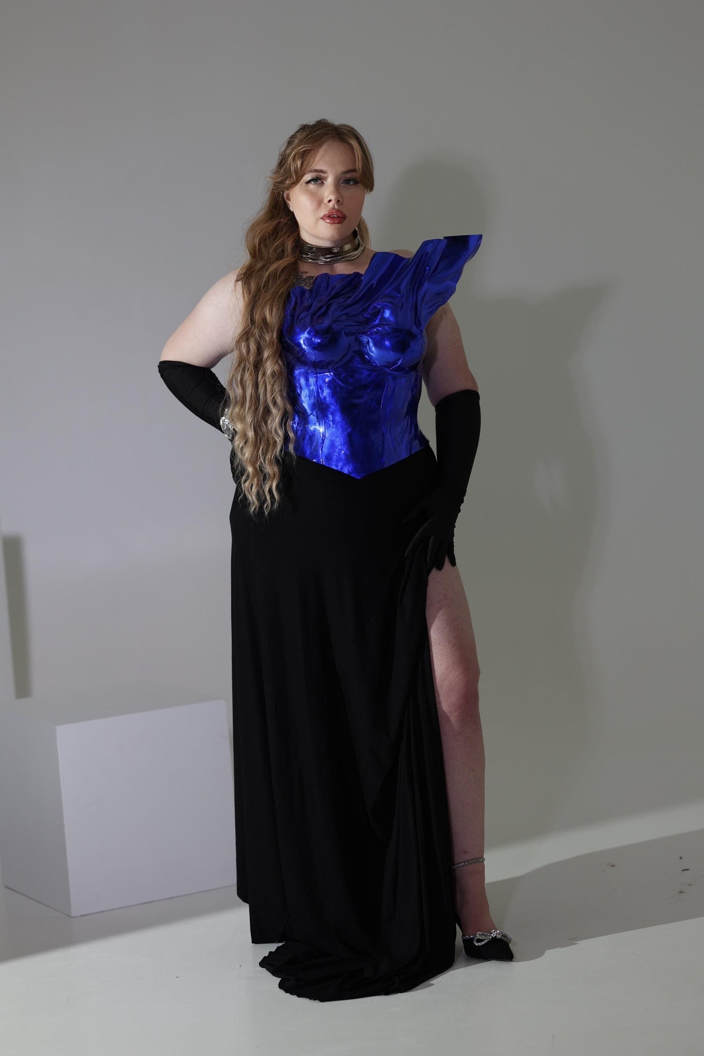Blue acrylic corset, photoshoot outfit, cuirass multicolored corset top, fantasy butterfly top, Halloween outfit