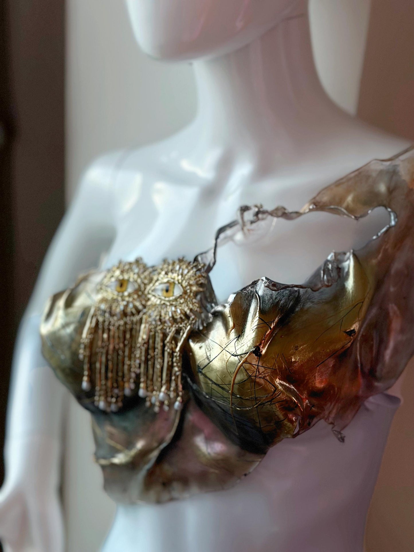 Gold armor custom made corset bustier top Exclusive Art Artistic