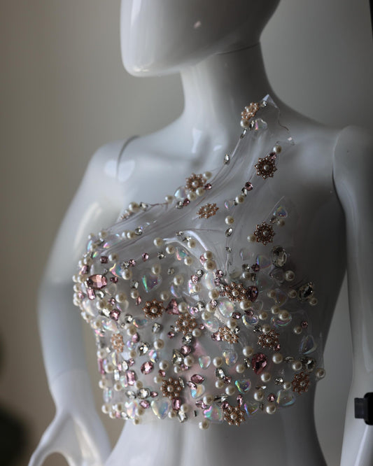 Pearl rhinestone bridal corset top Sophie