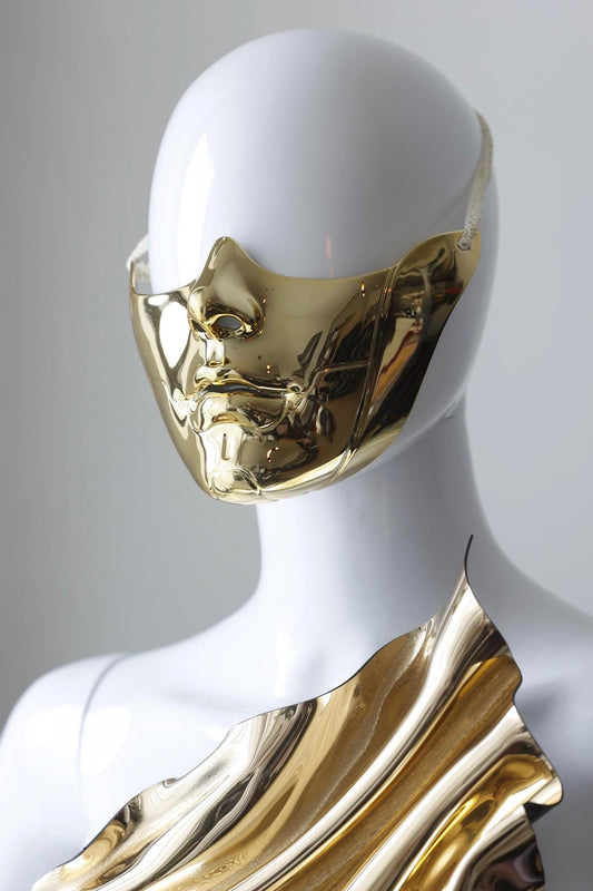 Half face golden mask for masquerade and parties, special events accessories, photoshoot accessories
