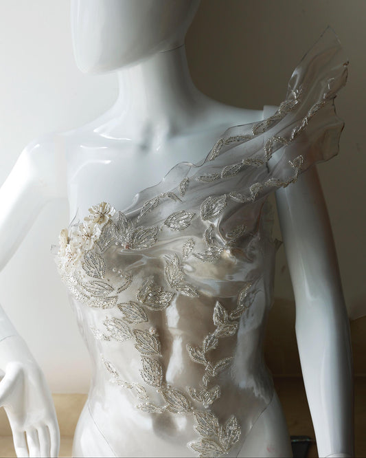 Bridal rhinestone pearl corset top Aria