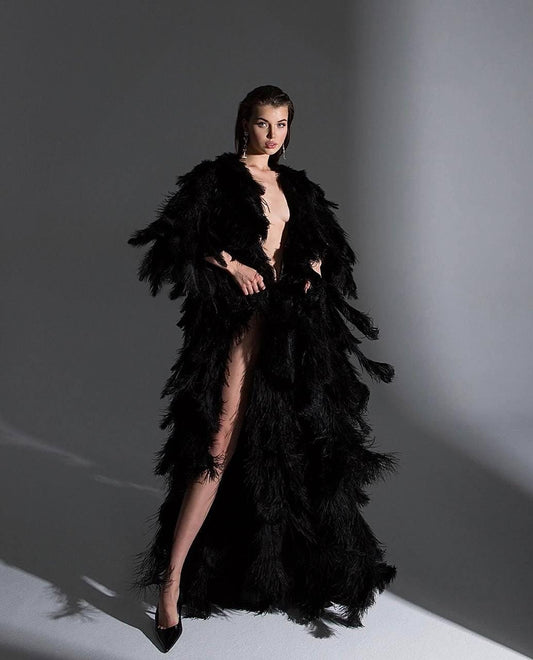 Feather Cape Black