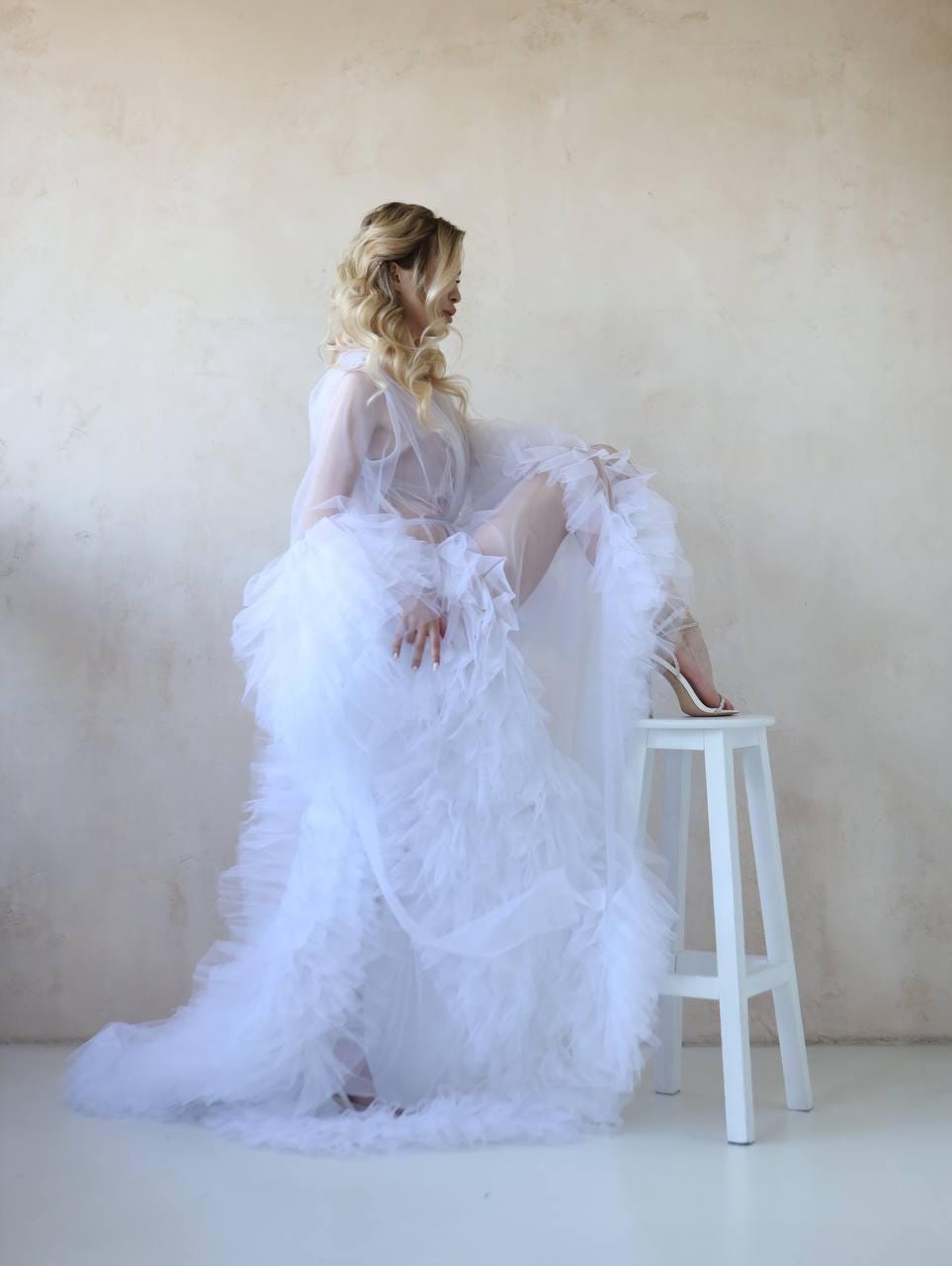 White Tulle cape