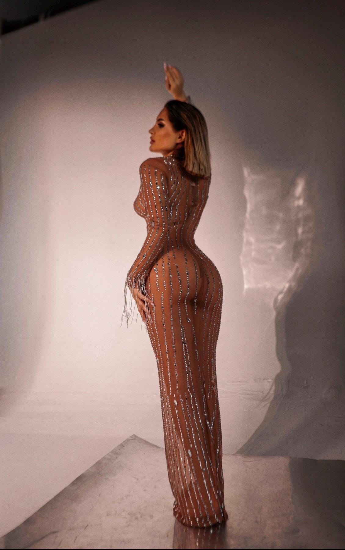 Rhinestone nude dress