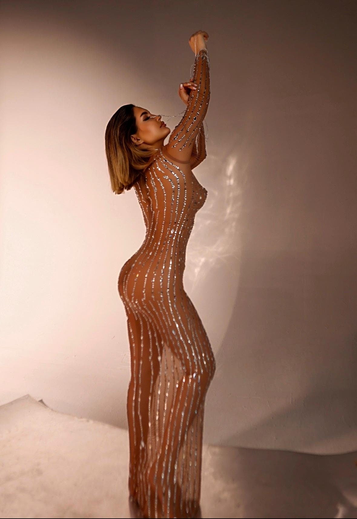 Rhinestone nude dress