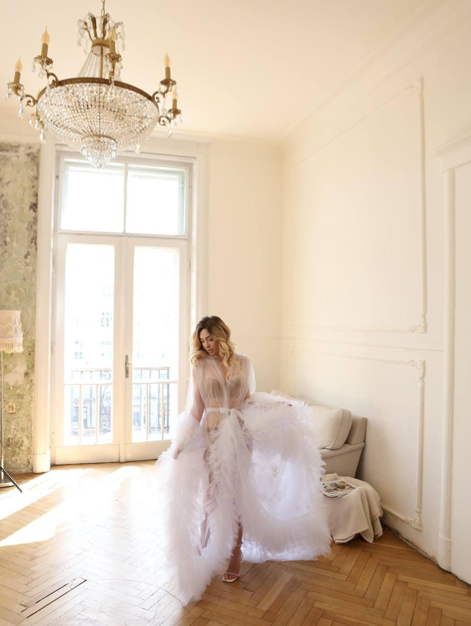 White Tulle cape