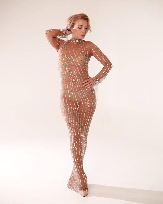 Rhinestone nude dress