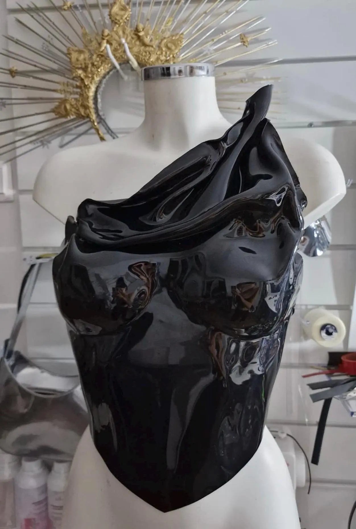 Handmade Black Armor Bustier Corset