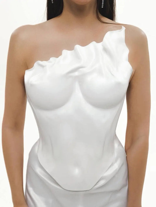 White armor corset bustier top