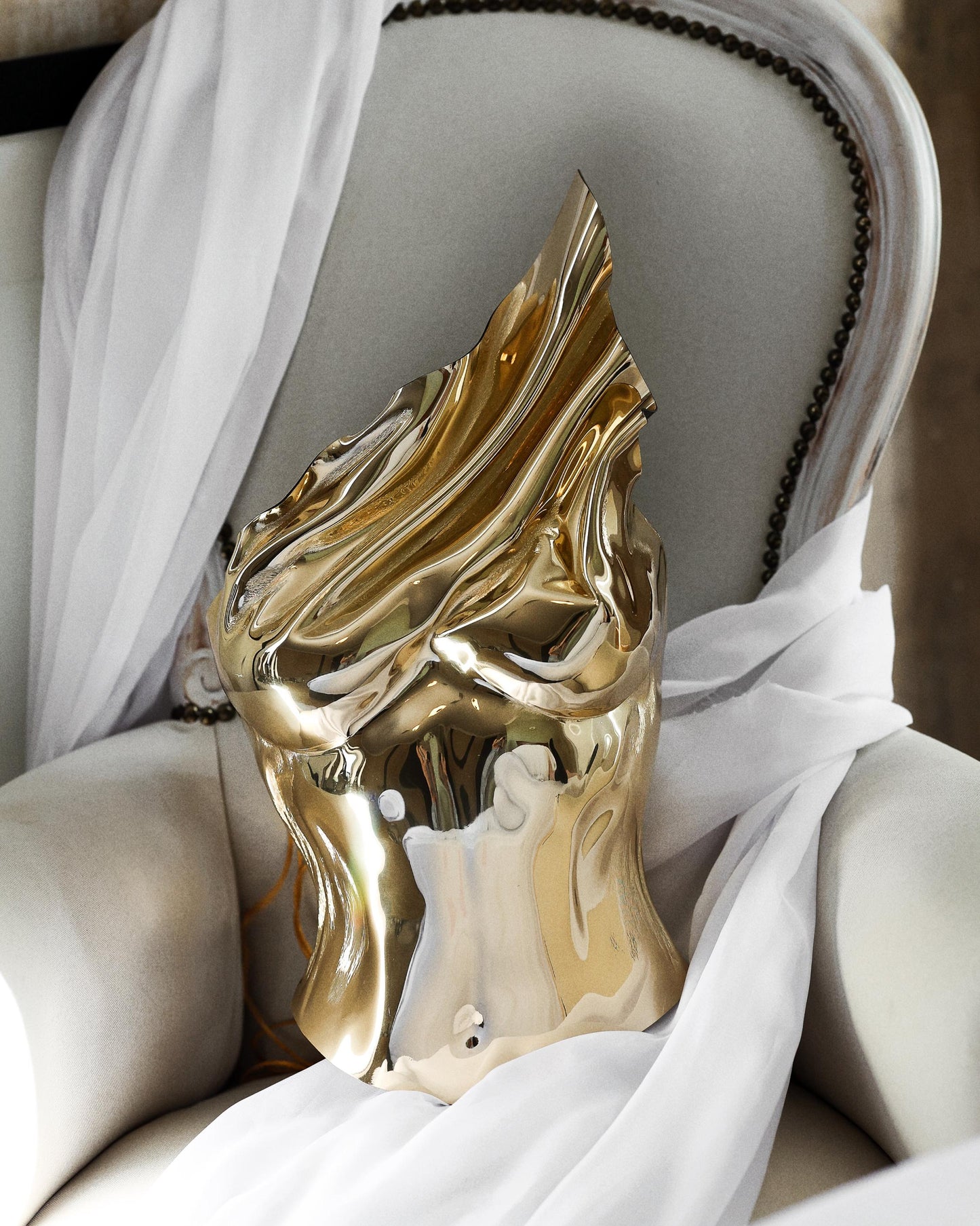 Lustrous gold strapless corset top