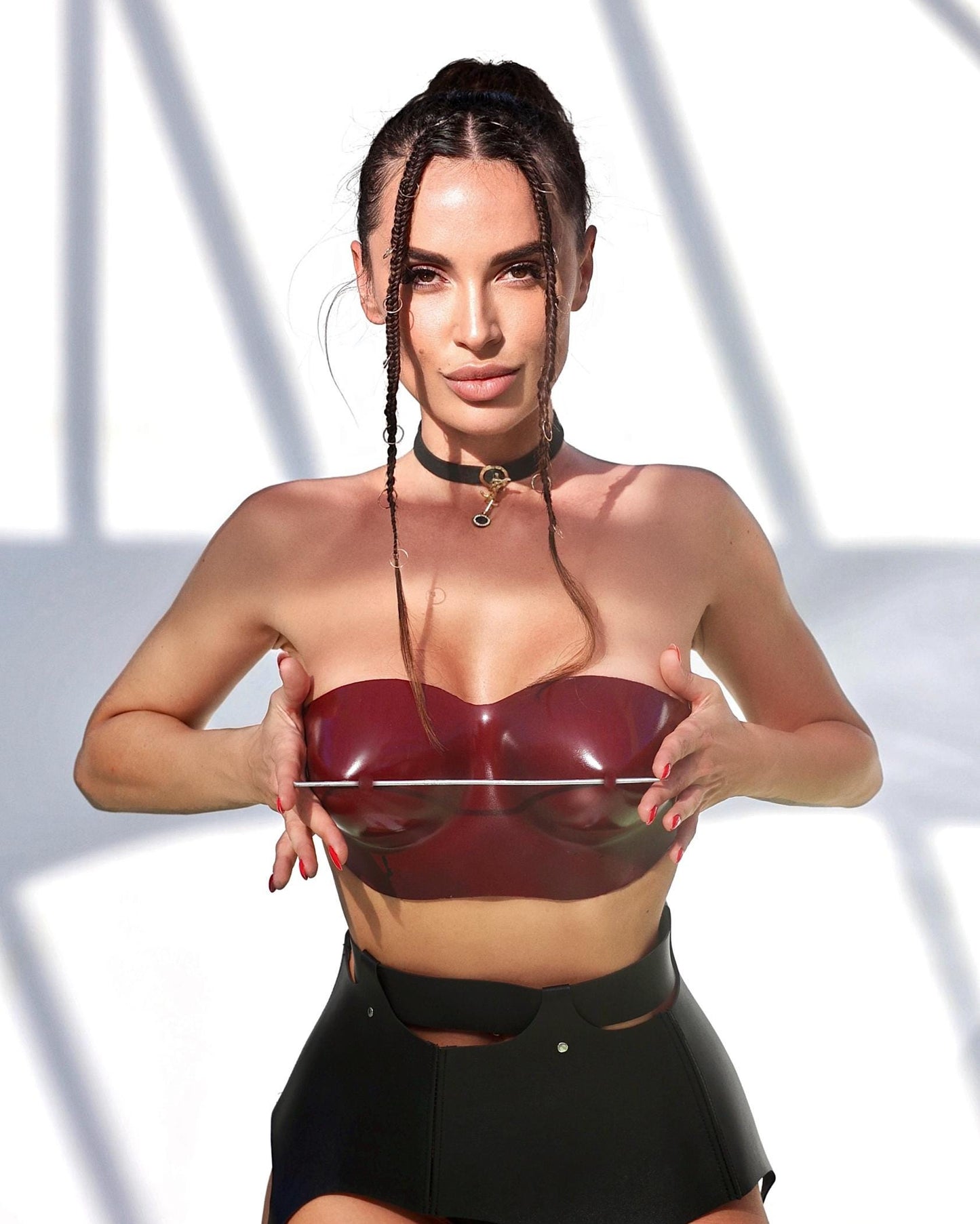 Burgundy corset Needle