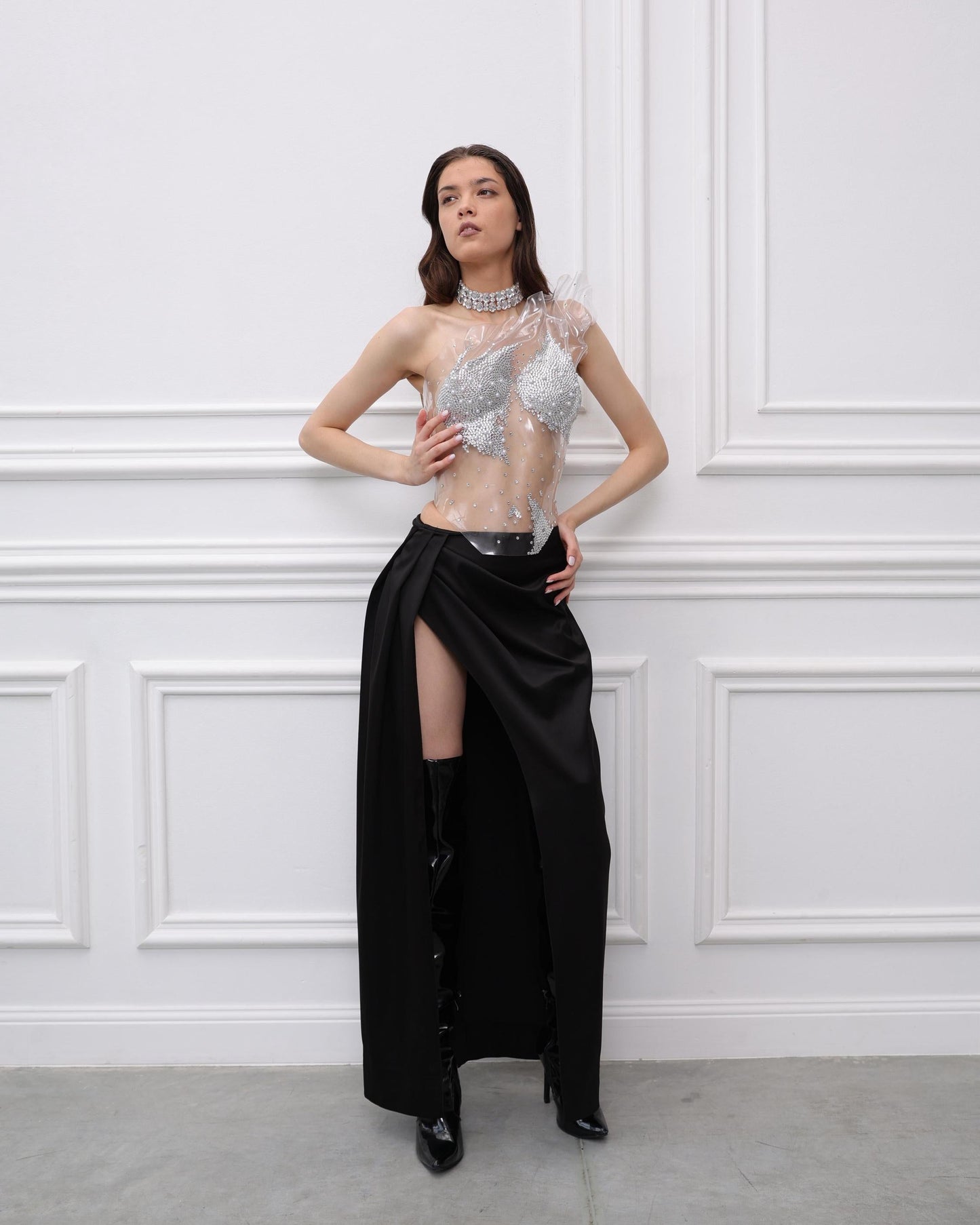 Transparent corset with rhinestones Alicia